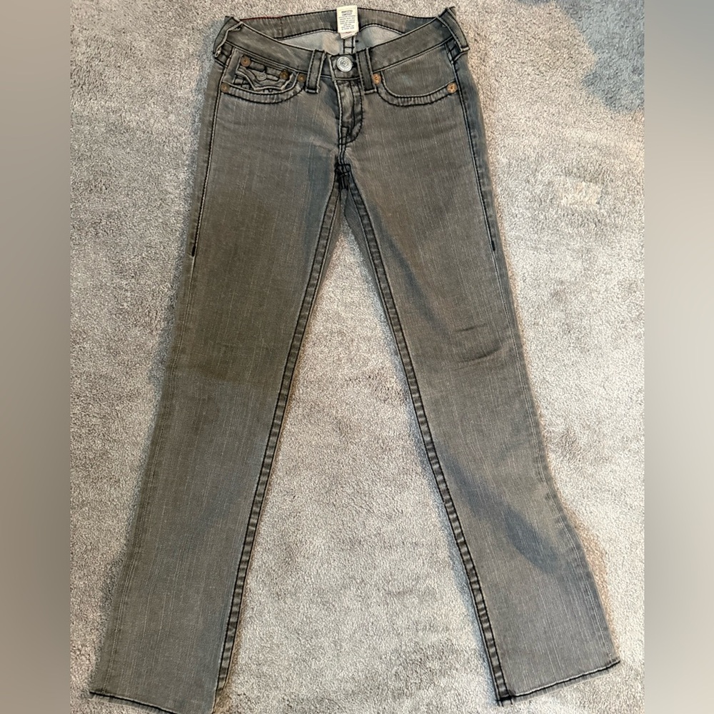 True Religion Women’s Slim Straight Gray Jeans
